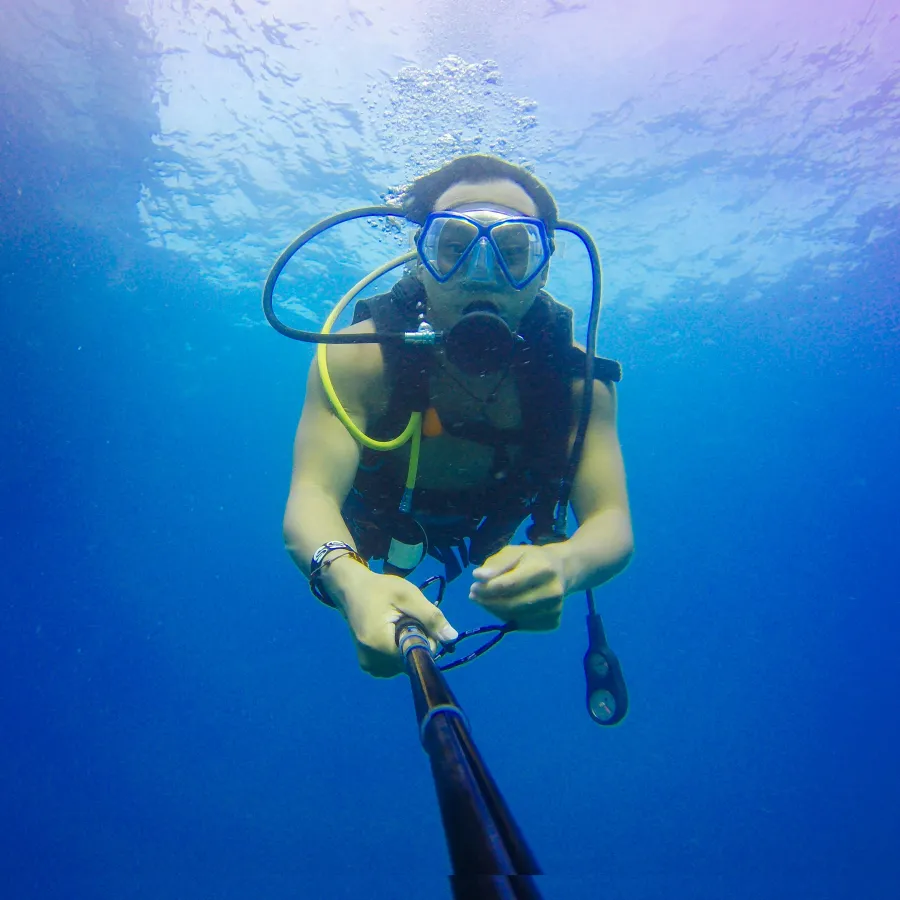 Photo of a SCUBA diver underwater